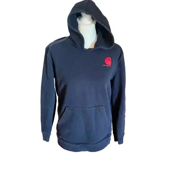 CARHART HOODIE pullover navy blue and red youth XL - Picture 2 of 8